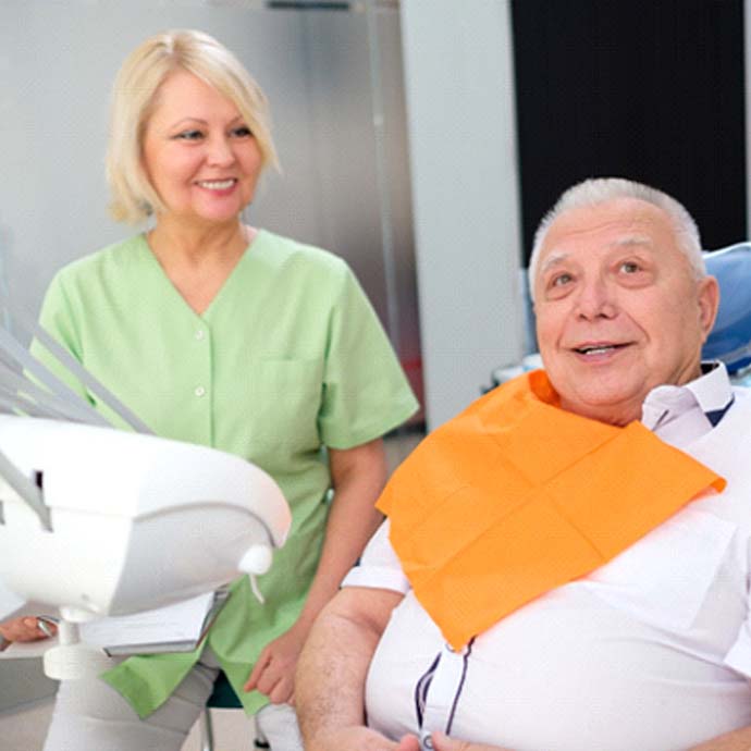 Patient learning about dentures in Longmont