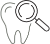 Animated tooth with magnifying glass