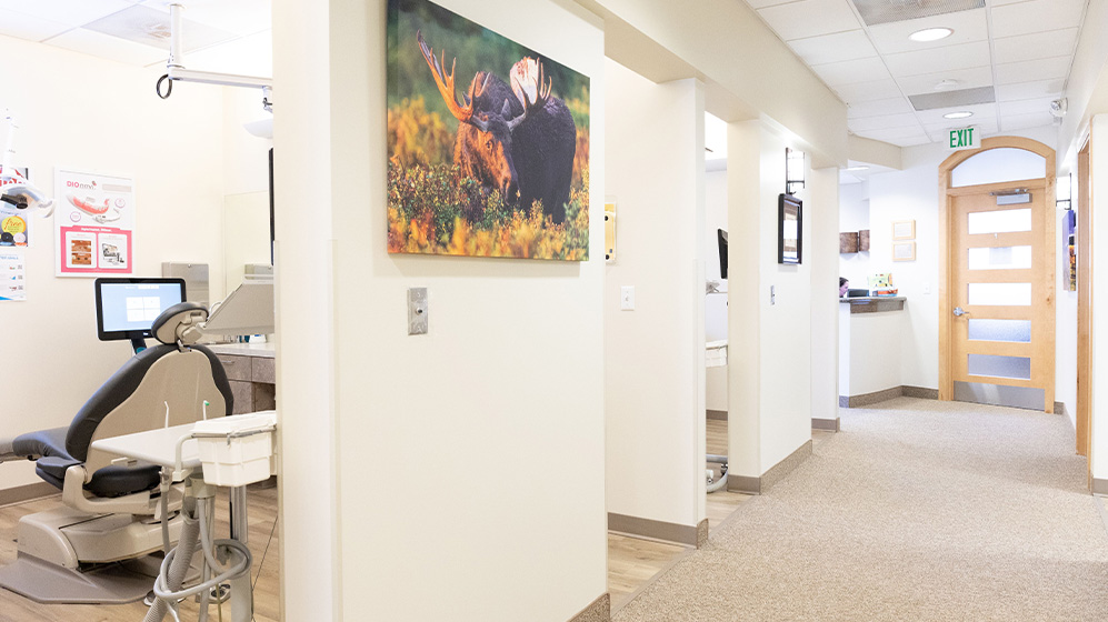 Hallway to dental treatment rooms