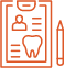 Animated icon of pencil next to dental chart on clipboard