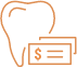 Animated icon of tooth next to two dollar bills