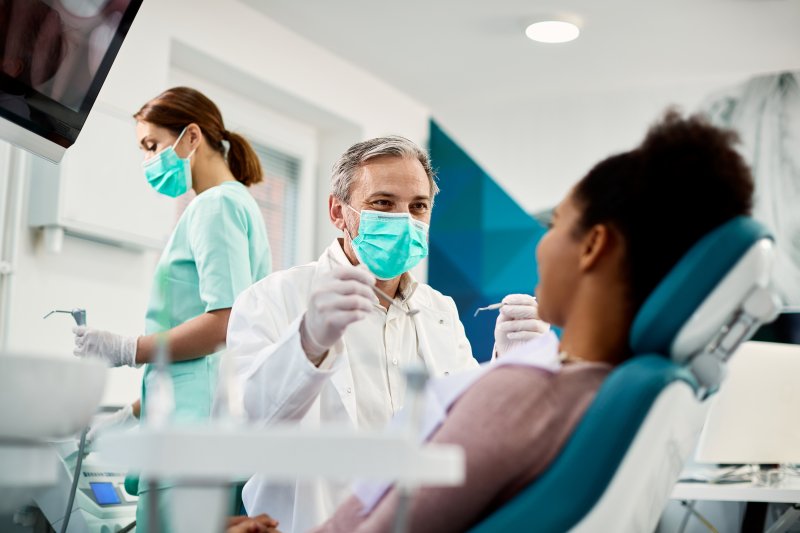 Dentist cares for patient